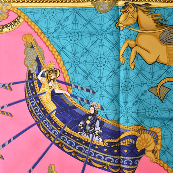 HERMES Black Silk Scarf - Picture 7 of 9